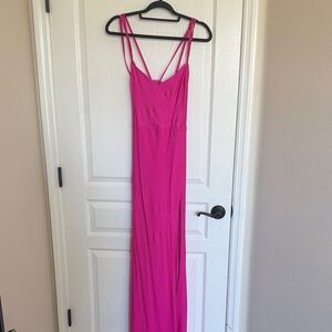 Lulu's Hot Pink Strappy Maxi Dress